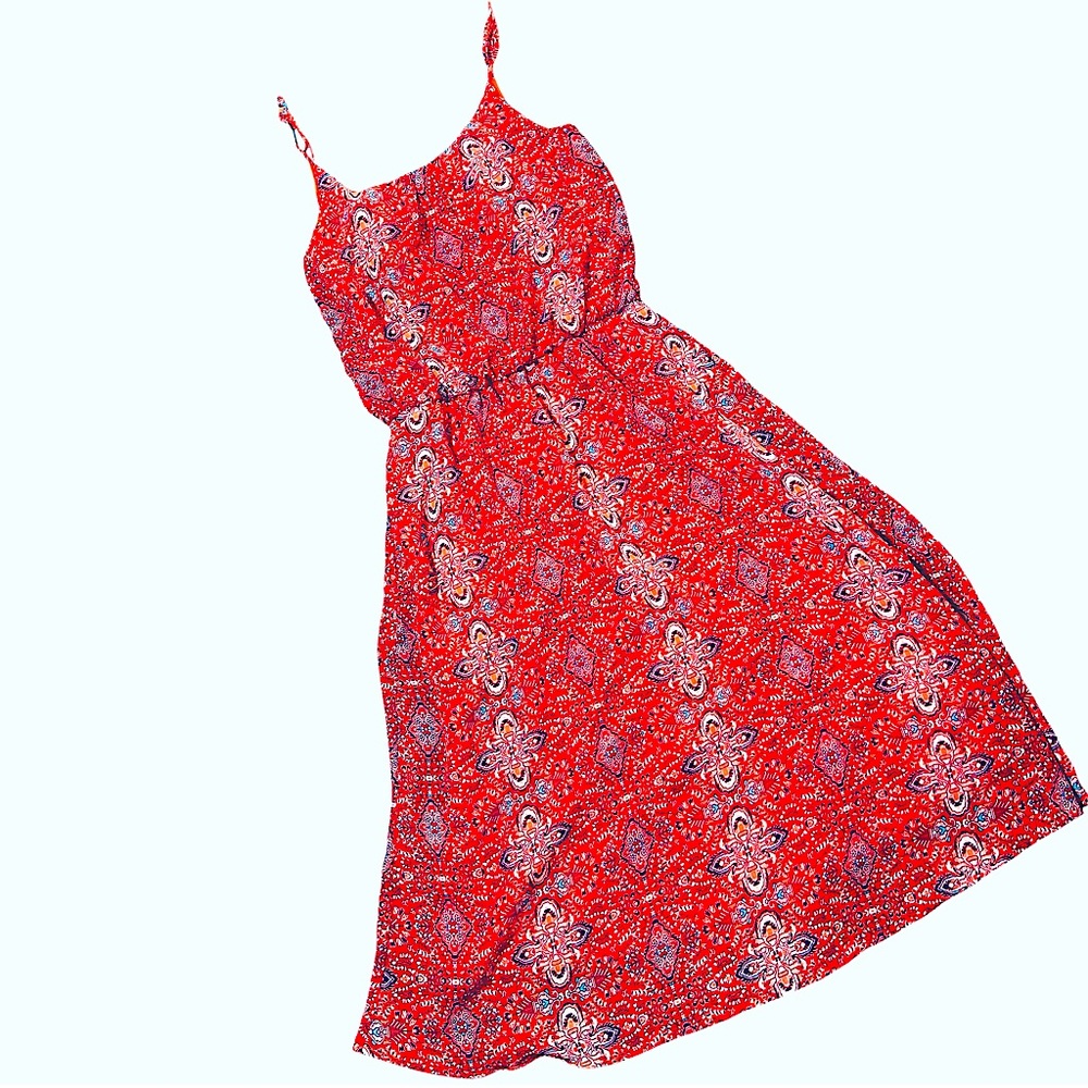 Olive & Oak Fit & Flare Contemporary Boho Orange and Red Dress size 4